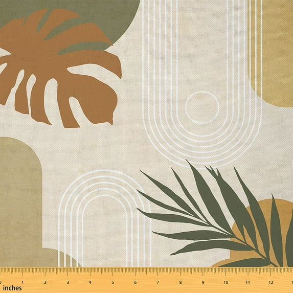 Homewish Vintage Minimalism 01 for Adult, Peru Leaf Botanical Room Decor Fabric by the Yard, Cycle Abstract Ombre Sewing Fabric, Microfiber Bedroom Decor