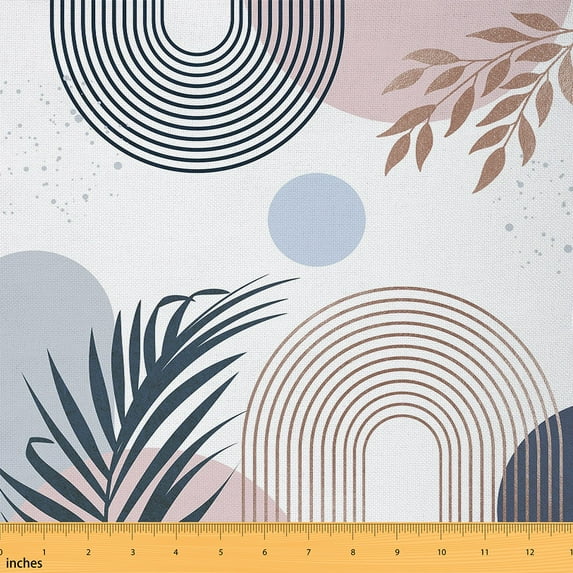 Homewish Vintage Minimalism 01 for Adult, Blue Leaf Botanical Room Decor Fabric by the Yard, Cycle Abstract Ombre Sewing Fabric, Luxury Bedroom Decor