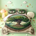 thumbnail image 1 of Homewish Vintage Nature Tree Twin Quilt Set,Mountain Landscape Twin Coverlet Set,Green Cream,Reversible,2 Pieces, 1 of 7