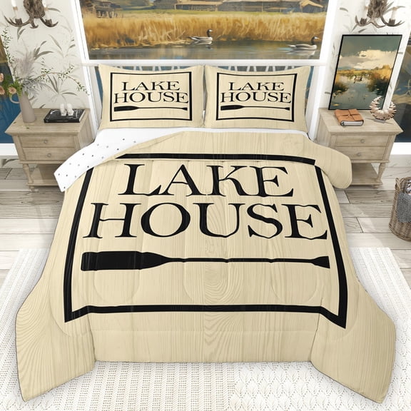Homewish Vintage Paddle Bedding Comforter Set 2pcs for Teens Boys Girls,Lake House Twin Comforter Sets Microfiber,Lodge Cabin Breathable Bedding Set,Luxury Bedroom Decor,Reversible