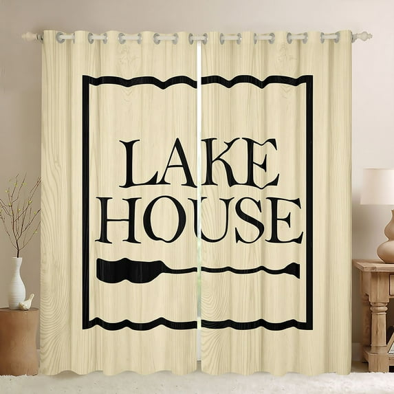 Homewish Vintage Paddle Blackout Curtains Set of 2 (52x84 Each) for Teens Boys Girls,Lake House Window Curtains,Lodge Cabin Curtains and Drapes,Luxury Bedroom Decor