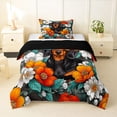 thumbnail image 1 of Homewish Vintage Pet Dog Twin Comforter Sets,Watercolor Flowers Bedding Set,White Orange,Black Reversible,2pcs,1 Comforter and 1 Pillowcase, 1 of 7