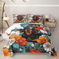 thumbnail image 1 of Homewish Vintage Pet Dog Twin Quilt Set,Watercolor Flowers Twin Coverlet Set,White Orange,2pcs, 1 of 7