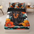 thumbnail image 1 of Homewish Vintage Pet Dog Zipper Twin Comforter Sets with Fitted Sheet and 2 Pillowcases,Watercolor Flowers Zipper Bedding Set,White Orange,Black Reversible,4pcs, 1 of 8