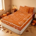 thumbnail image 1 of Homewish Vintage Pumpkin Zipper Full Size Comforter Sets with Fitted Sheet and 2 Pillowcases, Autumn Harvest Season Zipper Bedding Set, Orange White, Pumpkin Bat Reversible, 1 of 7