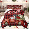 thumbnail image 1 of Homewish Vintage Rustic Truck Queen Comforter Set, Black Red Buffalo Plaid Bedding Sets, Merry Christmas Reversible Bedding Comforter Set, Microfiber Bedroom Decor, 3pcs, 1 of 8