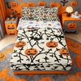 thumbnail image 1 of Homewish Vintage Silhouette Halloween Pumpkin Zipper Twin Comforter Sets with Fitted Sheet and 2 Pillowcases,Bat Branch Print Zipper Bedding Set,Halloween Reversible,4pcs, 1 of 7