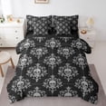 thumbnail image 1 of Homewish Vintage Skull Damask 7-Piece King Bedding,Gothic Halloween King Bed in a Bag,Black Gray,Black Reversible, 1 of 8
