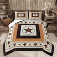 thumbnail image 1 of Homewish Vintage Texas Stars Queen Comforter Set,Western Cowboys Bedding Sets,Brown Beige Bedding Comforter Set For Boys Kids,Luxury Bedroom Decor Reversible,3-Piece, 1 of 9