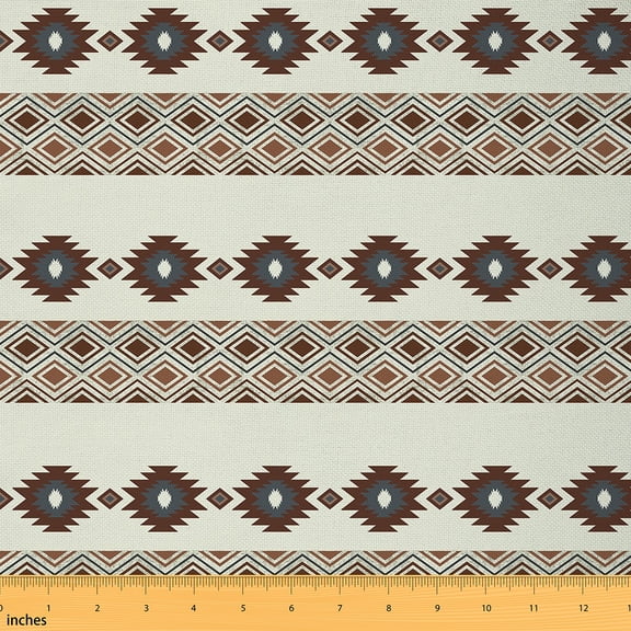 Homewish Vintage Triangle Aztec Fabric by the Yard 2 Yards, Western Boho Style Sewing Fabric, Teen Kid Adult Fabric for Sewing, Microfiber Bedroom Decor