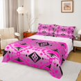 thumbnail image 1 of Homewish Vintage Tribal Aztec Bed Sheets for Adult, Pink Stripes Triangle King Sheets, Southwestern Theme Sheet Set, Microfiber Bedroom Decor, 4 Pieces, 1 of 7