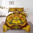 thumbnail image 1 of Homewish Vintage Tribal Damask Bedding Comforter Set for Female, Hippie Flower Floral Twin Comforter Sets, Gold Bohemian Mandala Reversible Bedding Set, Microfiber Bedroom Decor, 2-Piece, 1 of 8