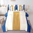 thumbnail image 1 of Homewish Vintage Vertical Lines 7-Piece King Bedding,Contemporary Stripe King Bed in a Bag,Blue,Reversible, 1 of 8