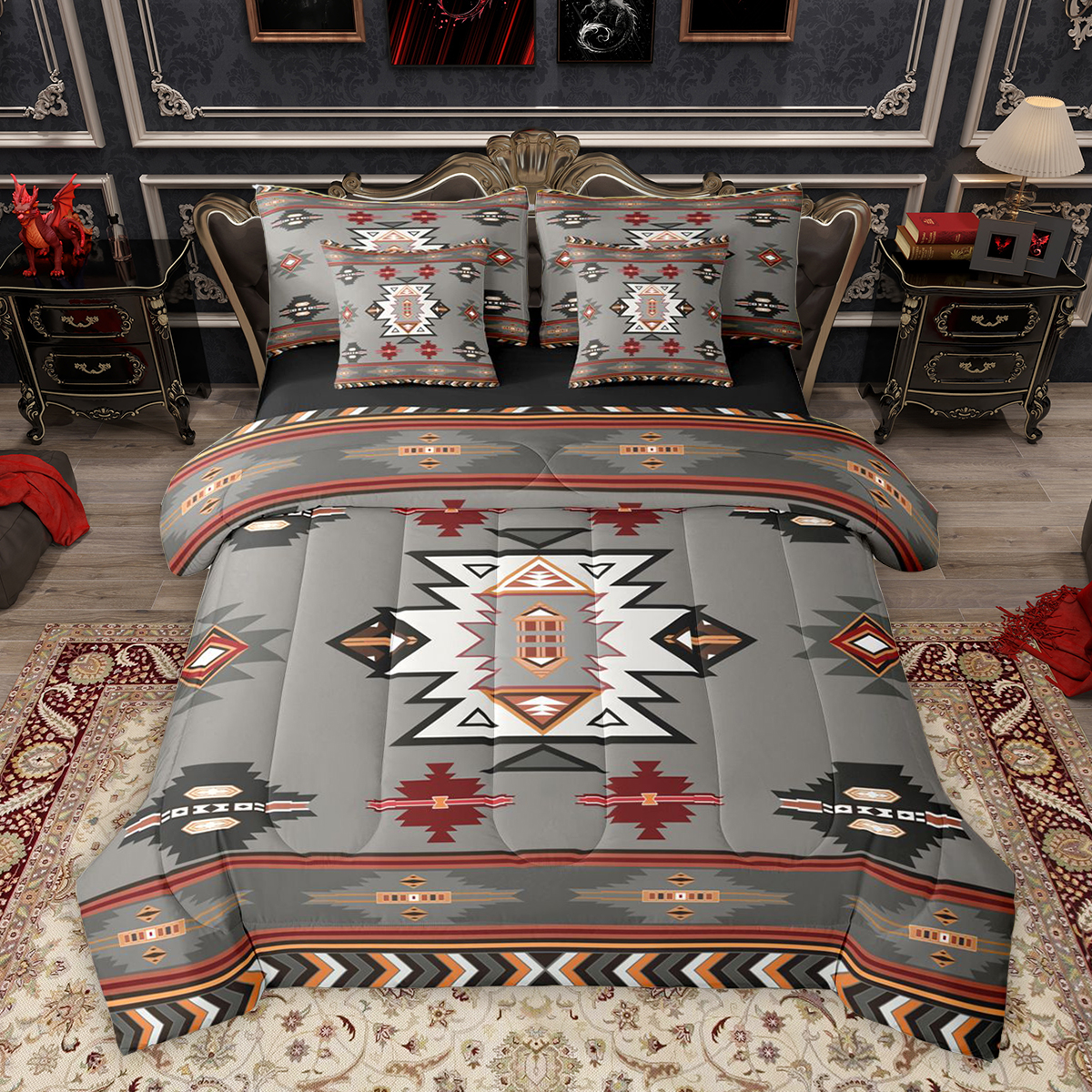 Homewish Vintage Western Aztec Bedding Comforter Set 7pcs, Tribal ...