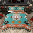 thumbnail image 1 of Homewish Vintage Western Aztec Queen Comforter Set, Tribal Hippie Bohemian Bedding Sets, Cyan Orange Triangle Reversible Bedding Comforter Set, Luxury Bedroom Decor, 3 Pieces, 1 of 8