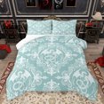 thumbnail image 1 of Homewish Vintage Western Dragon Full Size Comforter Sets, Cyan Damask Flower Print Bedding Comforter Set, Hippie Mandala Style Reversible Bedding Sets, Ultra Soft Bedroom Decor, 3-Piece, 1 of 8
