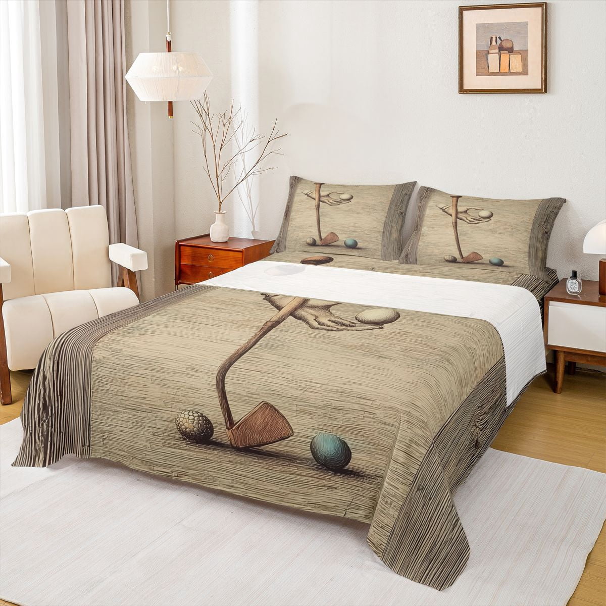 Rustic Sheet Homewish Vintage Western Golf Bed Sheets, American Sport Lover King ...