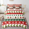 thumbnail image 1 of Homewish Vintage Xmas Tree Twin Bedding Sets 7-Piece, Tribal Western Christmas Bedding Comforter Set, Green Red Santa Claus Socks Reversible Sheet Sets, Lightweight Room Decor, 1 of 7