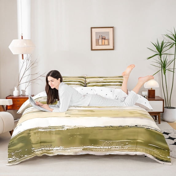 Homewish Vintage Yellow Gradient Duvet Cover Queen,Grunge Aesthetic Queen Bedding,Reversible,3 Pieces,1 Duvet Cover and 2 Pillowcases