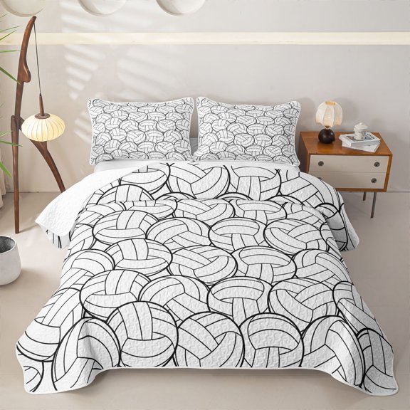 Homewish Volleyball Bed Spread Queen, Sport Queen Coverlet Set for Boys and Girls, 3 Pieces, 1 Comforter and 2 Pillowcases
