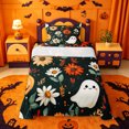 thumbnail image 1 of Homewish Warm Halloween Ghost Twin Sheets,Daisy Sunflower Pumpkin Pattern Bedding,Black Orange White,3-Piece,1 Fitted Sheet and 1 Pillowcase, 1 of 6