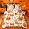 thumbnail image 1 of Homewish Warm Halloween Pumpkin Lantern 7pcs Queen Bedding,Autumn Fall Maples Bedding Comforter Set Queen,White Orange,Halloween Reversible, 1 of 8