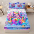 thumbnail image 1 of Homewish Watercolor Cartoon Mermaid Zipper Twin Comforter Sets with Fitted Sheet and 2 Pillowcases,Ocean Animals Zipper Bedding Set For Girls Kids,Reversible,4-Piece, 1 of 7
