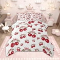thumbnail image 1 of Homewish Watercolor Cherry Bedding Comforter Set for Girls, Kawaii Bowtie Twin Comforter Sets, Tropical Fruit Leaves Bedding Set, Red White Home Decor, 1 of 8