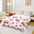 thumbnail image 1 of Homewish Watercolor Cherry Queen Sheet Sets 4-Piece for Girls, Kawaii Bowtie Flat Sheet, Tropical Fruit Leaves Queen Fitted Sheet, Red White Home Decor, 1 of 7