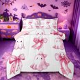 thumbnail image 1 of Homewish Watercolor Coquette Halloween Ghost Full Size Comforter Sets,Pink Bow Print Bedding Comforter Set,Pink Reversible,3 Pieces,1 Comforter and 2 Pillowcases, 1 of 7
