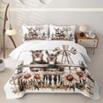 thumbnail image 1 of Homewish Watercolor Donkey Pair Windmill Print Twin Quilt Set,Country Farm Twin Coverlet Set For Kids Boys And Girls,2pcs, 1 of 7