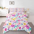 thumbnail image 1 of Homewish Watercolor Floral Queen Comforter Set,Modern Graffiti Flower Bedding Sets,Pink White Bedding Comforter Set For Girls Teens,Luxury Bedroom Decor Reversible,3 Pieces, 1 of 8