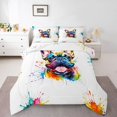thumbnail image 1 of Homewish Watercolor French Bulldog Queen Comforter Set,Cute Pet Dog Comforter Sets Queen,White,Colorful Stars Reversible,3 Pieces,1 Comforter and 2 Pillowcases, 1 of 7