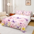 thumbnail image 1 of Homewish Watercolor Gradient Butterflies Full Size Sheets,Retro Rustic Flower Bed Sheets,Pink Purple Yellow Sheet Sets For Girl Teens,Breathable Home Decor,4pcs, 1 of 7