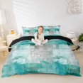 thumbnail image 1 of Homewish Watercolor Grid Bedding,Abstract Artwork Duvet Cover Full,Blue,Black Reversible,3 Pieces,1 Duvet Cover and 2 Pillowcases, 1 of 6