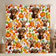 thumbnail image 1 of Homewish Watercolor Highland Cow Blackout Curtains, Fall Maple Pumpkin Curtains Pack of 2 (42x84 Each), White Orange Brown Red, 1 of 5
