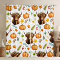 thumbnail image 1 of Homewish Watercolor Highland Cow Kitchen Curtains, Pumpkin Maple Leaf Black Out Curtains Pack of 2 (42x63 Each), White Orange Green Brown, 1 of 5