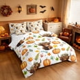 thumbnail image 1 of Homewish Watercolor Highland Cow Twin Bedding, Pumpkin Maple Leaf Bedding Comforter Set, White Orange Green Brown, Reversible 7pcs, 1 of 7