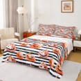 thumbnail image 1 of Homewish Watercolor Horror Pumpkin Queen Sheets for Kids, Orange Black Stripe Queen Sheet Sets, 4pcs, 1 Flat Sheet, 1 Fitted Sheet and 2 Pillowcases, 1 of 5