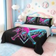 thumbnail image 1 of Homewish Watercolor Ink Painting Twin Sheet Sets,Rugby Football Sport Twin Fitted Sheet,Cyan Pink Black Flat Sheet For Teens,Microfiber Bedroom Decor,3pcs, 1 of 7