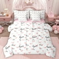 thumbnail image 1 of Homewish Watercolor Loves Pattern 7-Piece Twin Bedding Sets,Cartoo Heart Print Bedding Comforter Set,Pink White Black Sheet Sets For Girls Kids,Super Cozy Room Decor Reversible, 1 of 8
