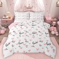 thumbnail image 1 of Homewish Watercolor Loves Pattern Queen Comforter Set,Cartoo Heart Print Bedding Sets,Pink White Black Bedding Comforter Set For Girls Kids,Super Cozy Room Decor Reversible,3-Piece, 1 of 8