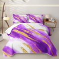 thumbnail image 1 of Homewish Watercolor Marble Quilt King,Classic Contemporary King Coverlet Set,Purple Gold,3pcs, 1 of 7