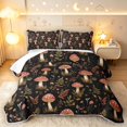 thumbnail image 1 of Homewish Watercolor Mushrooms Quilt King,Wild Flowers King Coverlet Set,Black,Black Reversible,3 Pieces, 1 of 7