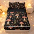 thumbnail image 1 of Homewish Watercolor Mushrooms Zipper Queen Comforter Set with Fitted Sheet and 2 Pillowcases,Wild Flowers Zipper Bedding Set,Black,Black Reversible,4pcs, 1 of 8