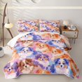 thumbnail image 1 of Homewish Watercolor Pet Dog Twin Quilt Set,Kawaii Animal Twin Coverlet Set,Pink Purple,2 Pieces, 1 of 7