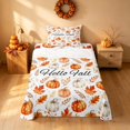 thumbnail image 1 of Homewish Watercolor Pumpkin Twin Sheets, Hello Fall Print Bedding, Cream Orange, 3-Piece (1 Flat Sheet, 1 Fitted Sheet and 1 Pillowcase), 1 of 6