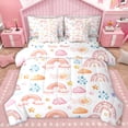 thumbnail image 1 of Homewish Watercolor Rainbow Clouds 7-Piece Twin Bedding Sets,Colorful Stars Graffiti Bedding Comforter Set,Pink White Sheet Sets For Girl Kids,Breathable Home Decor Reversible, 1 of 8