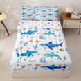 thumbnail image 1 of Homewish Watercolor Shark Kid Zipper Full Size Comforter Sets with Fitted Sheet and 2 Pillowcases, Ocean Coral Zipper Bedding Set, Polka Dots Reversible, 4 Pieces, 1 of 6