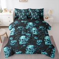 thumbnail image 1 of Homewish Watercolor Skull Skeleton 7-Piece King Bedding,Halloween King Bed in a Bag,Teal Flowers Bed Set,Black Reversible, 1 of 8